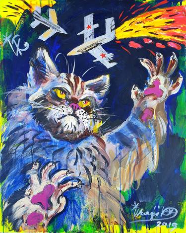 Original Cats Paintings by Kenneth Abraham