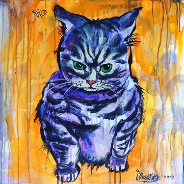 Original Cats Paintings by Kenneth Abraham