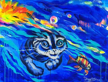 Original Cats Paintings by Kenneth Abraham