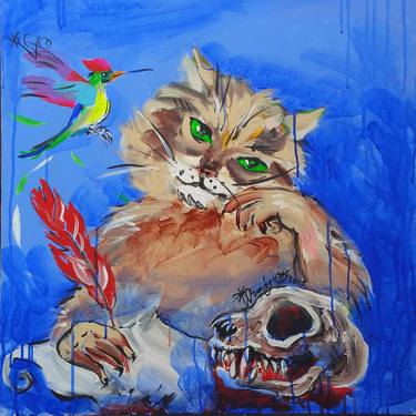 Original Cats Paintings by Kenneth Abraham