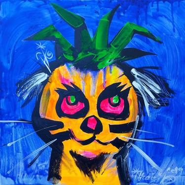 Original Cats Paintings by Kenneth Abraham