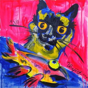 Original Cats Paintings by Kenneth Abraham