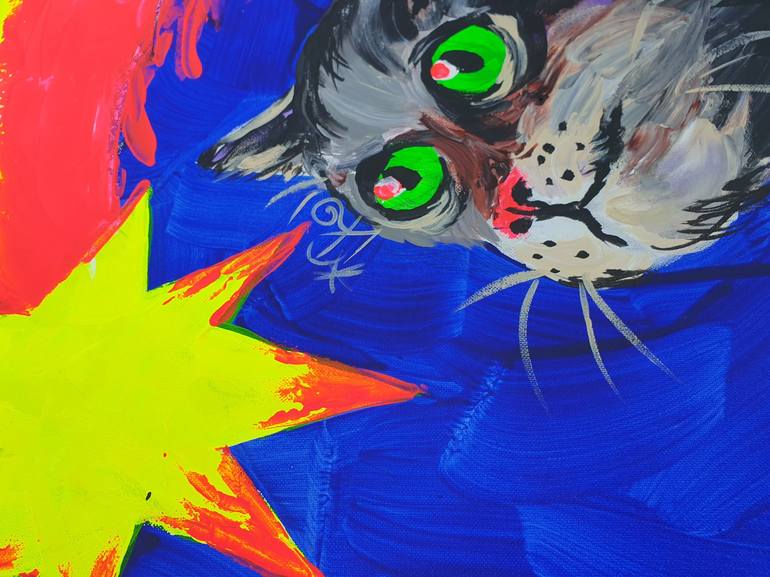 Original Cats Painting by Kenneth Abraham