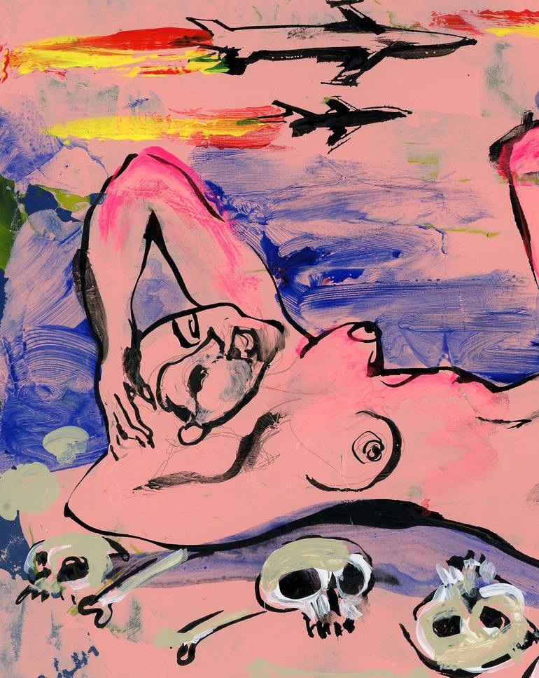Original Expressionism Erotic Mixed Media by Kenneth Abraham