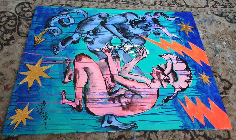 Original Expressionism Classical Mythology Painting by Kenneth Abraham