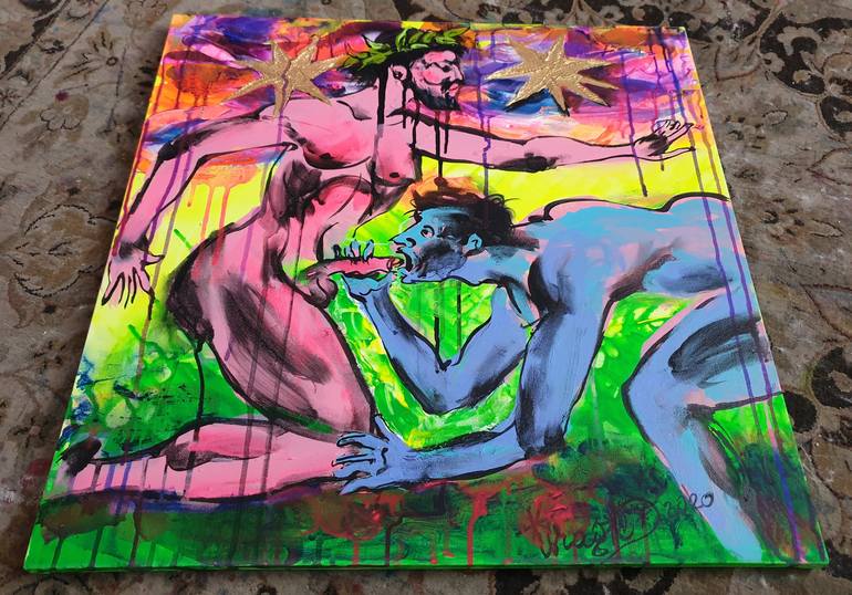 Original Fauvism Erotic Painting by Kenneth Abraham