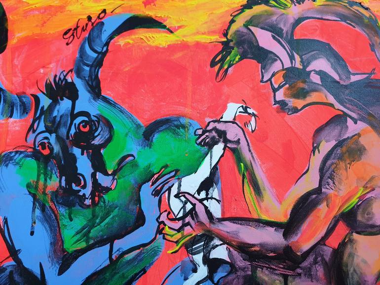 Original Fauvism Classical Mythology Painting by Kenneth Abraham