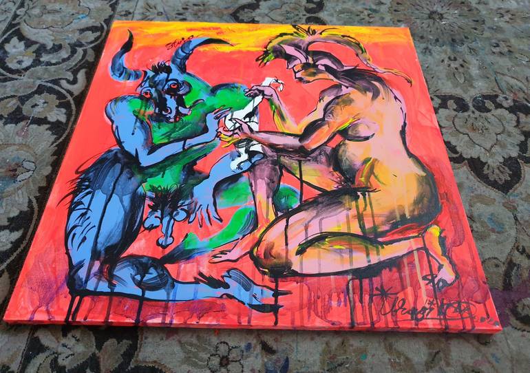 Original Fauvism Classical Mythology Painting by Kenneth Abraham