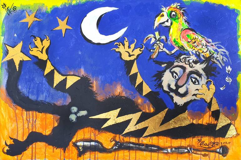 Print of Expressionism Cats Paintings by Kenneth Abraham