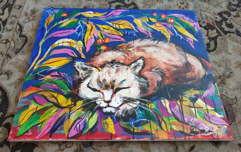 Original Contemporary Cats Painting by Kenneth Abraham