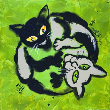 Original Cats Paintings by Kenneth Abraham