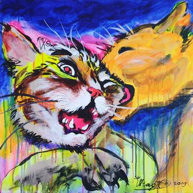 Print of Cats Paintings by Kenneth Abraham