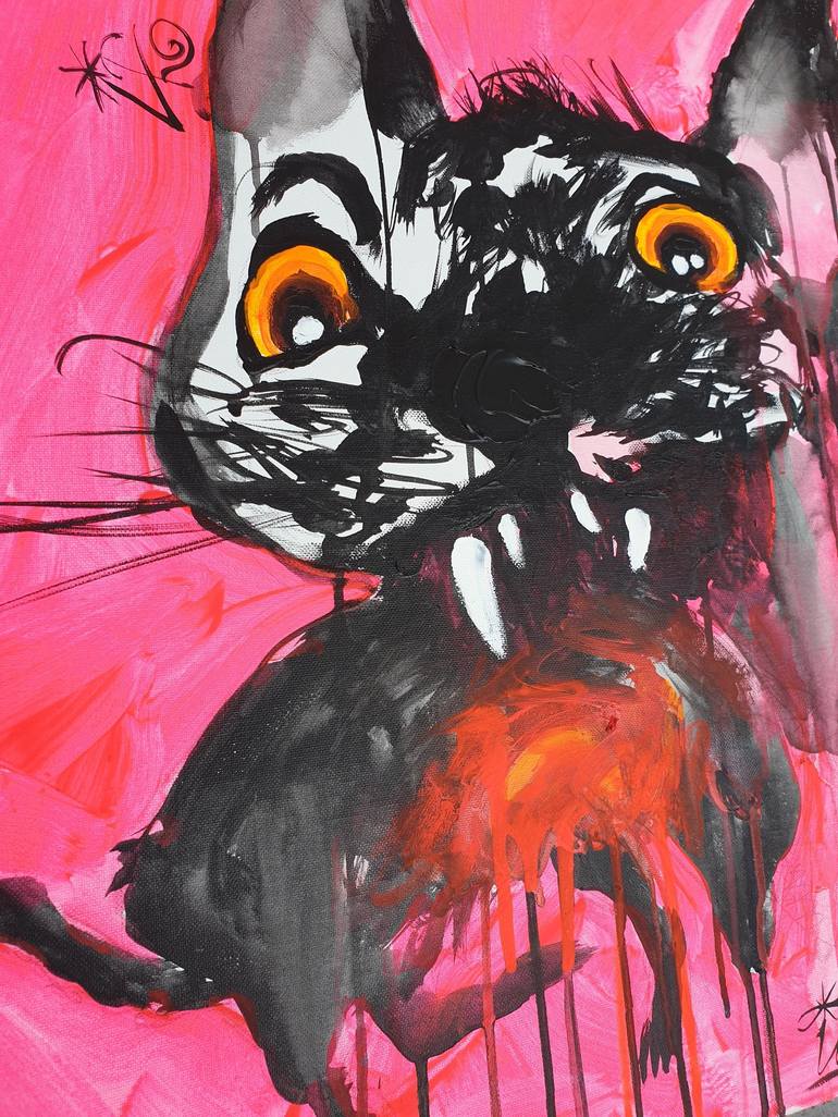 Original Cats Painting by Kenneth Abraham