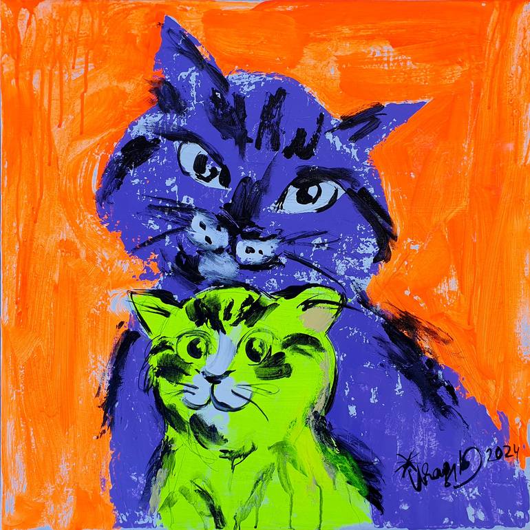 Print of Expressionism Cats Paintings by Kanat Ibragimov
