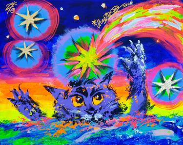 Print of Expressionism Cats Paintings by Kenneth Abraham