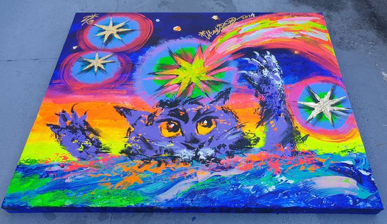 Original Cats Painting by Kenneth Abraham