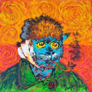 Original Expressionism Cats Paintings by Kenneth Abraham