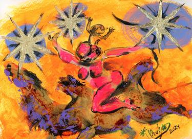 Original Contemporary Classical Mythology Mixed Media by Kenneth Abraham