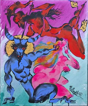 Original Abstract Expressionism Classical Mythology Painting by Kanat Ibragimov