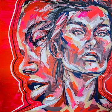 TADDESE women face in face neon red portrait female nude white thumb