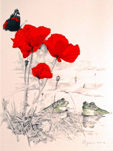 Original Floral Printmaking by Werner Zganiacz