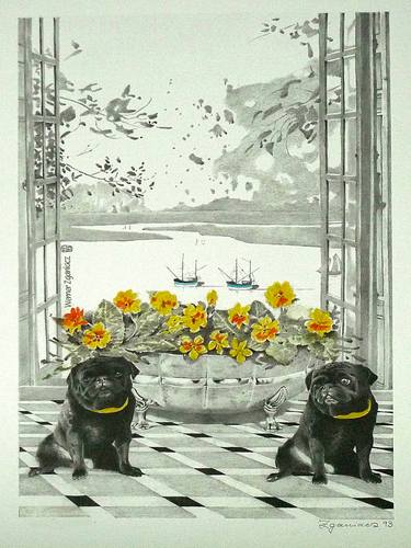 Original Realism Dogs Printmaking by Werner Zganiacz