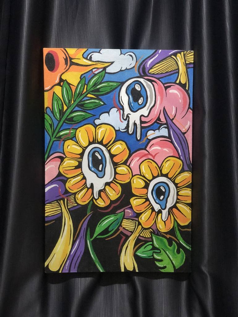 Original Floral Painting by fuckyeah dizzy