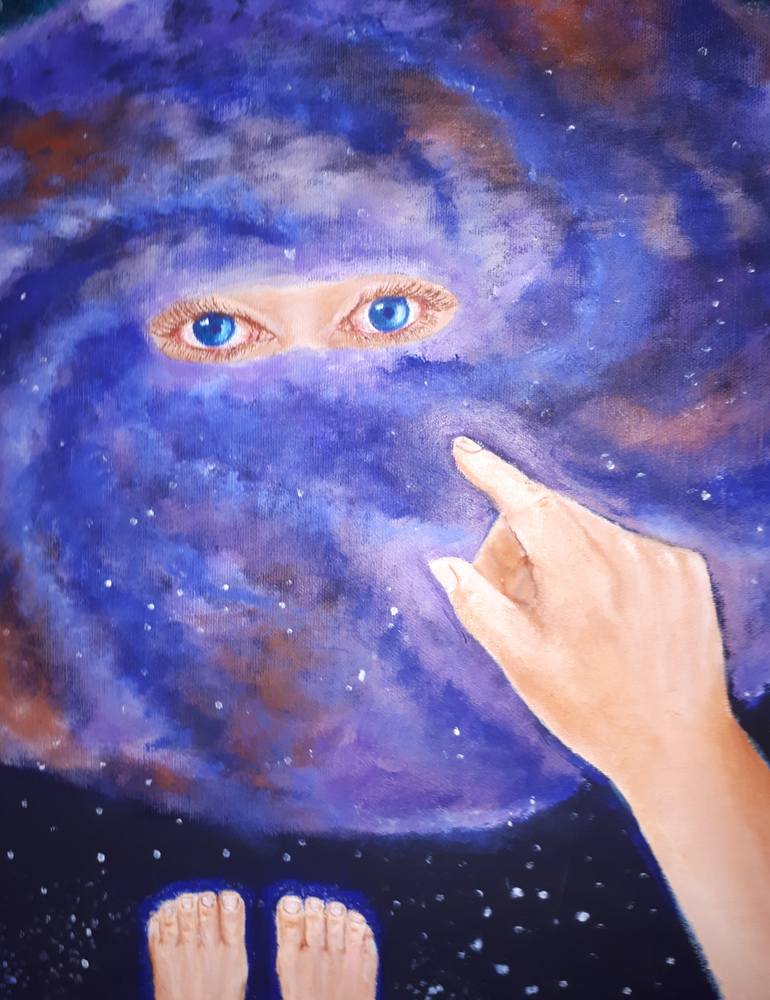 Original Surrealism Outer Space Painting by Carina Sanchez