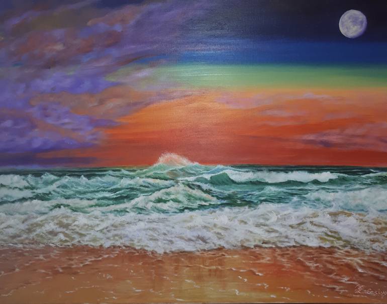 Original Photorealism Beach Painting by Carina Sanchez