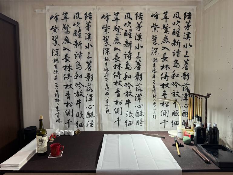 Original Black & White Calligraphy Painting by Winter Flower Hyunjoo Lee