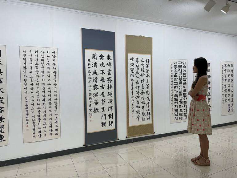 Original Black & White Calligraphy Painting by Winter Flower Hyunjoo Lee