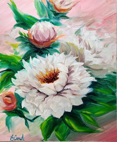 Original Expressionism Floral Paintings by Elena Sokolova Azyazova