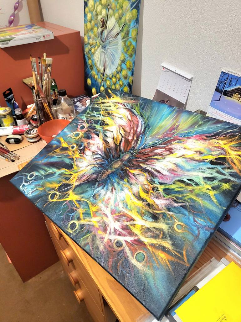 Original Abstract Fantasy Painting by Elena Sokolova Azyazova