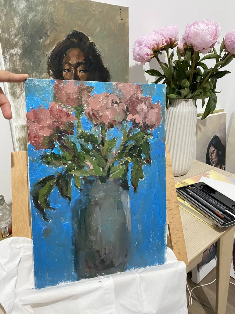 Original Impressionism Floral Painting by Sevil Alieva