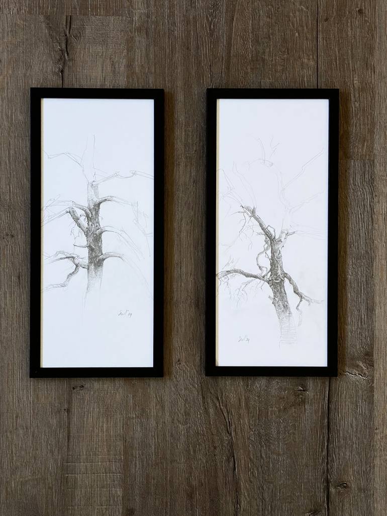 Original Black & White Botanic Drawing by Sevil Alieva