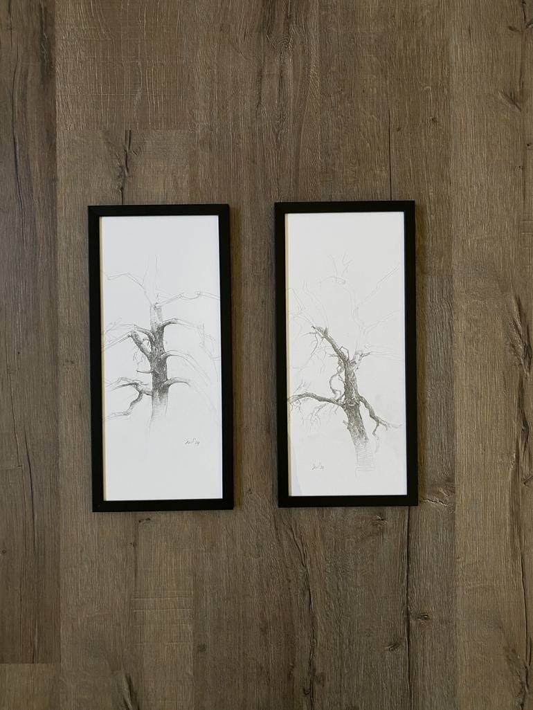 Original Black & White Botanic Drawing by Sevil Alieva
