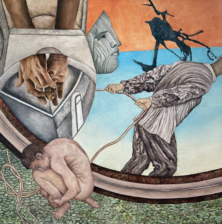 Original Surrealism Politics Painting by Barbara Simcoe