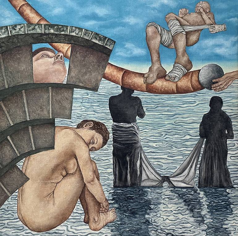 Original Surrealism Politics Painting by Barbara Simcoe