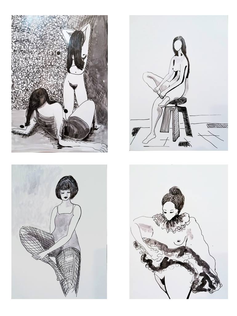 Original Contemporary Women Drawing by Ines Alvarado