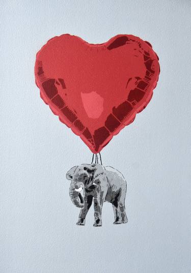 Elephant with the Heart Balloon - Blueberry thumb