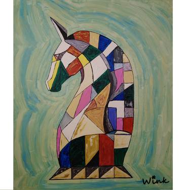 Original Cubism Horse Paintings by Elena Wink