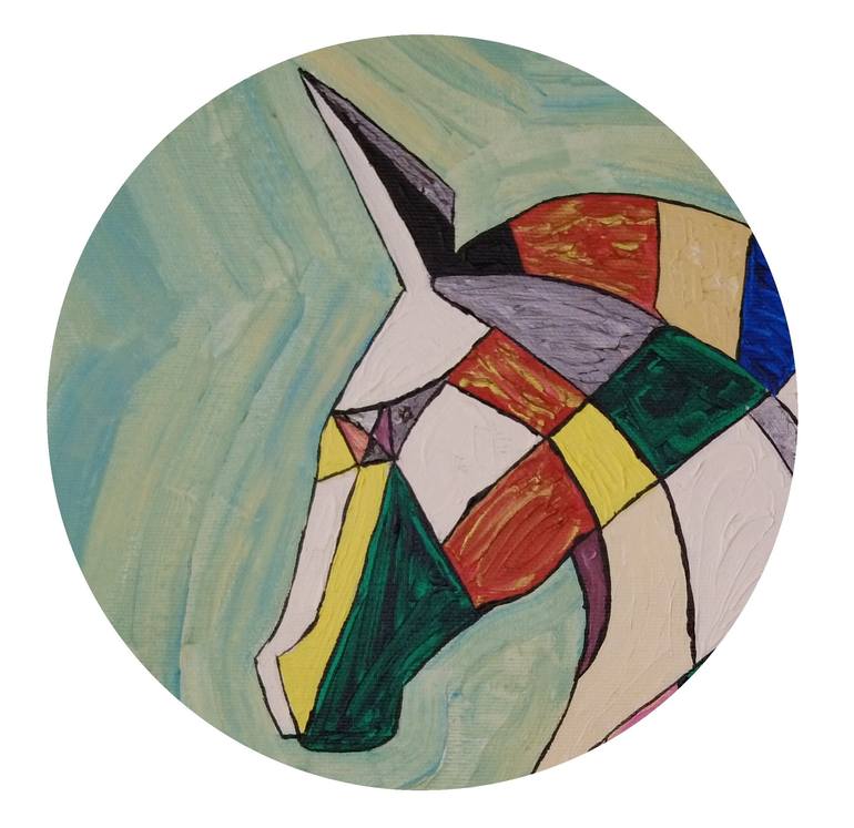 Original Cubism Horse Painting by Elena Wink