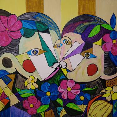 Original Cubism Love Paintings by Elena Wink