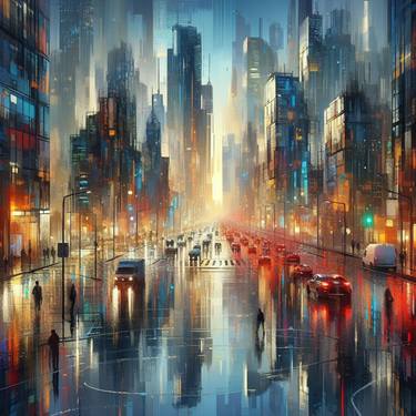 Print of Abstract Cities Digital by Natalia Jakovidis