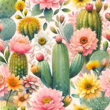Cacti, the splendid flowers of spring. thumb