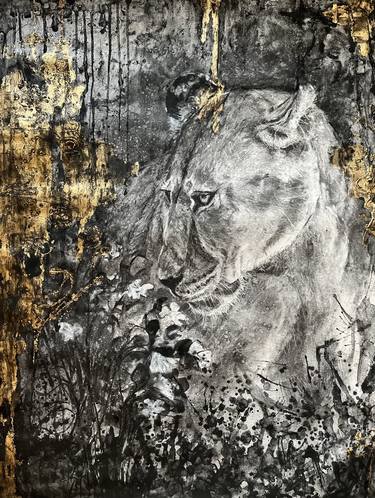 Original Black & White Animal Mixed Media by Praveena Parepalli