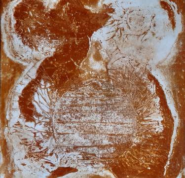 Untitled work imprinted with natural manhole rust on paper thumb