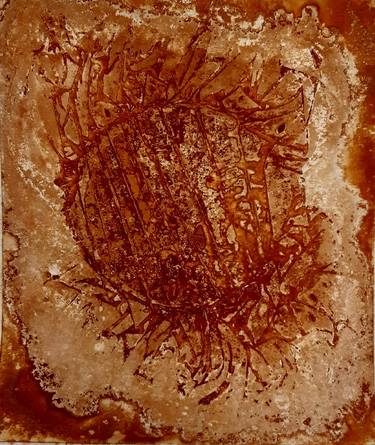 Untitled work imprinted with natural manhole rust on paper thumb