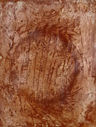 Untitled work imprinted with natural manhole rust on paper thumb