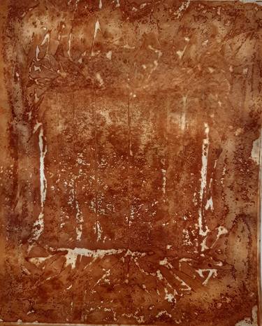 Untitled work imprinted with natural manhole rust on paper thumb